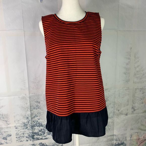 J. Crew Tops - J. Crew Red Striped Sleeveless Blouse Top Medium versatile Tank Top